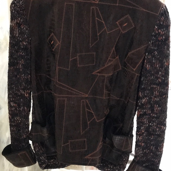 Brown knit & leather Elaris sweater - Picture 4 of 5